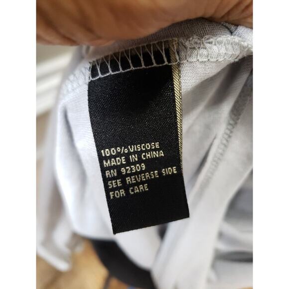 DG2 Diane Gilman Blouse XL Light Gray Tie Neck Long Sleeve Keyhole Front Top - Picture 10 of 13